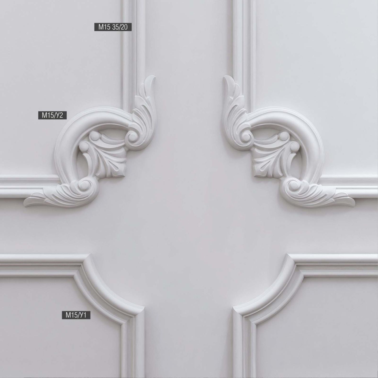 Декоративный угол к молдингу Bello Deco (Белло Деко) PU М15У1 117х117 мм, 00-00105121