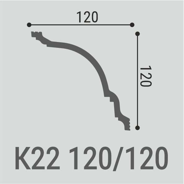Карниз потолочный Bello Deco (Белло Деко) XPS BD К22 2000х120х120 мм, КА-00000239