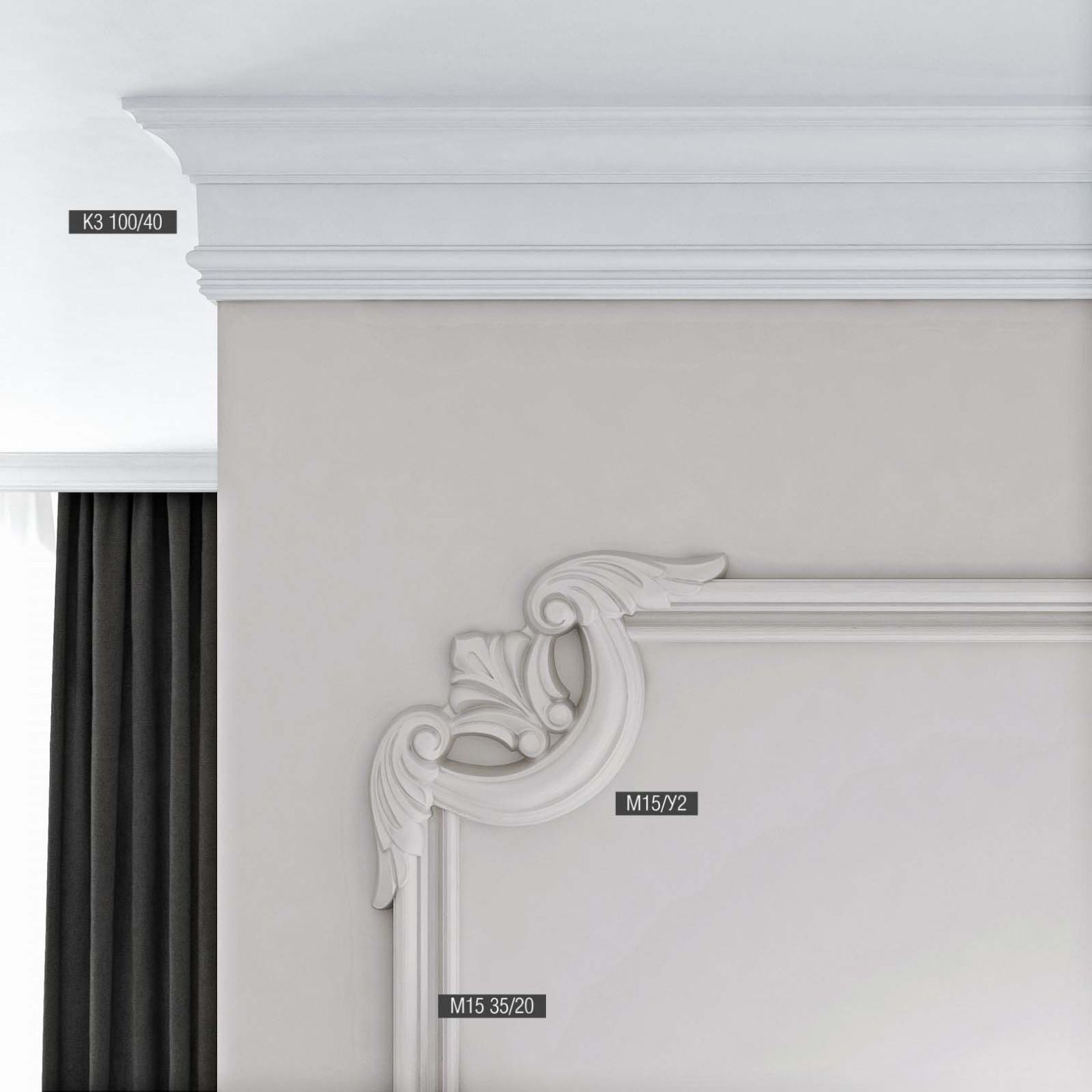 Карниз потолочный Bello Deco (Белло Деко) XPS BD К3 2000х40х100 мм, 00-00108512