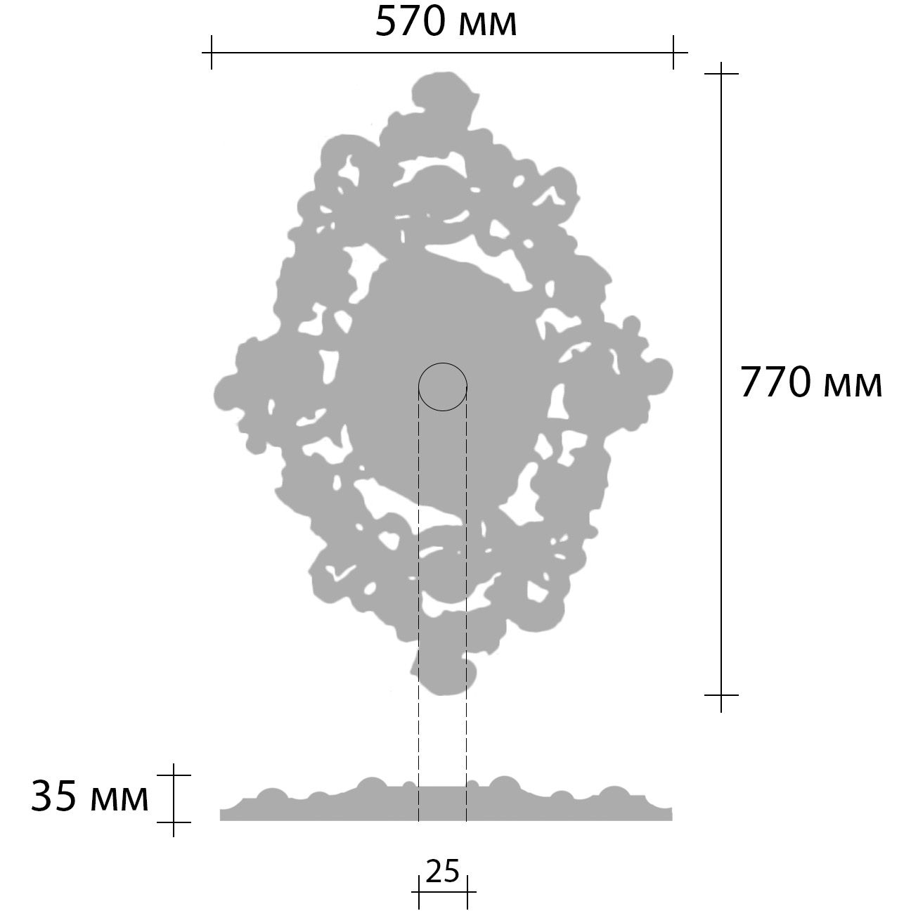 Розетка потолочная Decomaster (Декомастер) наружный 770х570 мм, d внутренний 25 мм, высота 35 мм DR-18
