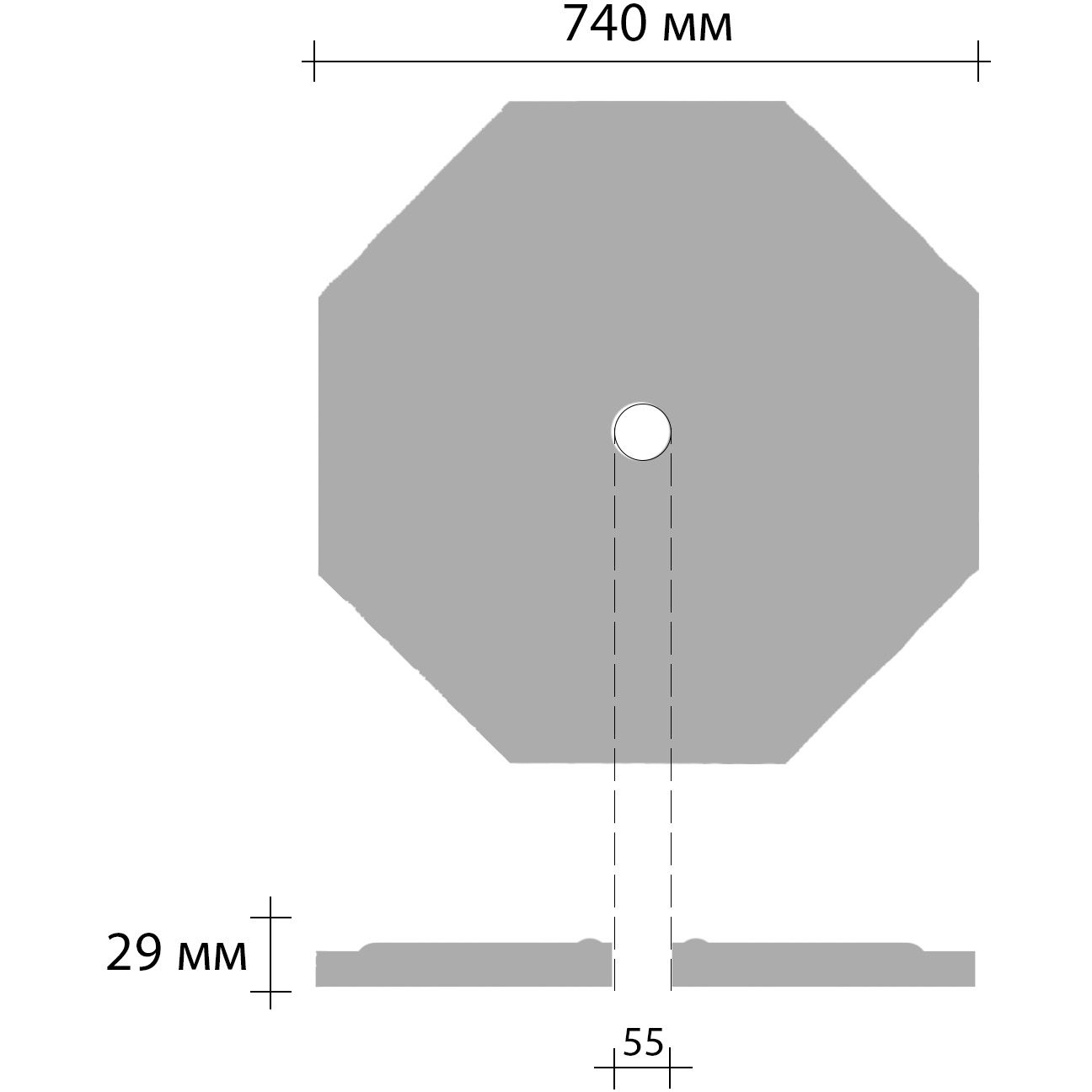 Розетка потолочная Decomaster (Декомастер) d наружный 660 мм, d внутренний 80 мм, высота 34 мм DR-312