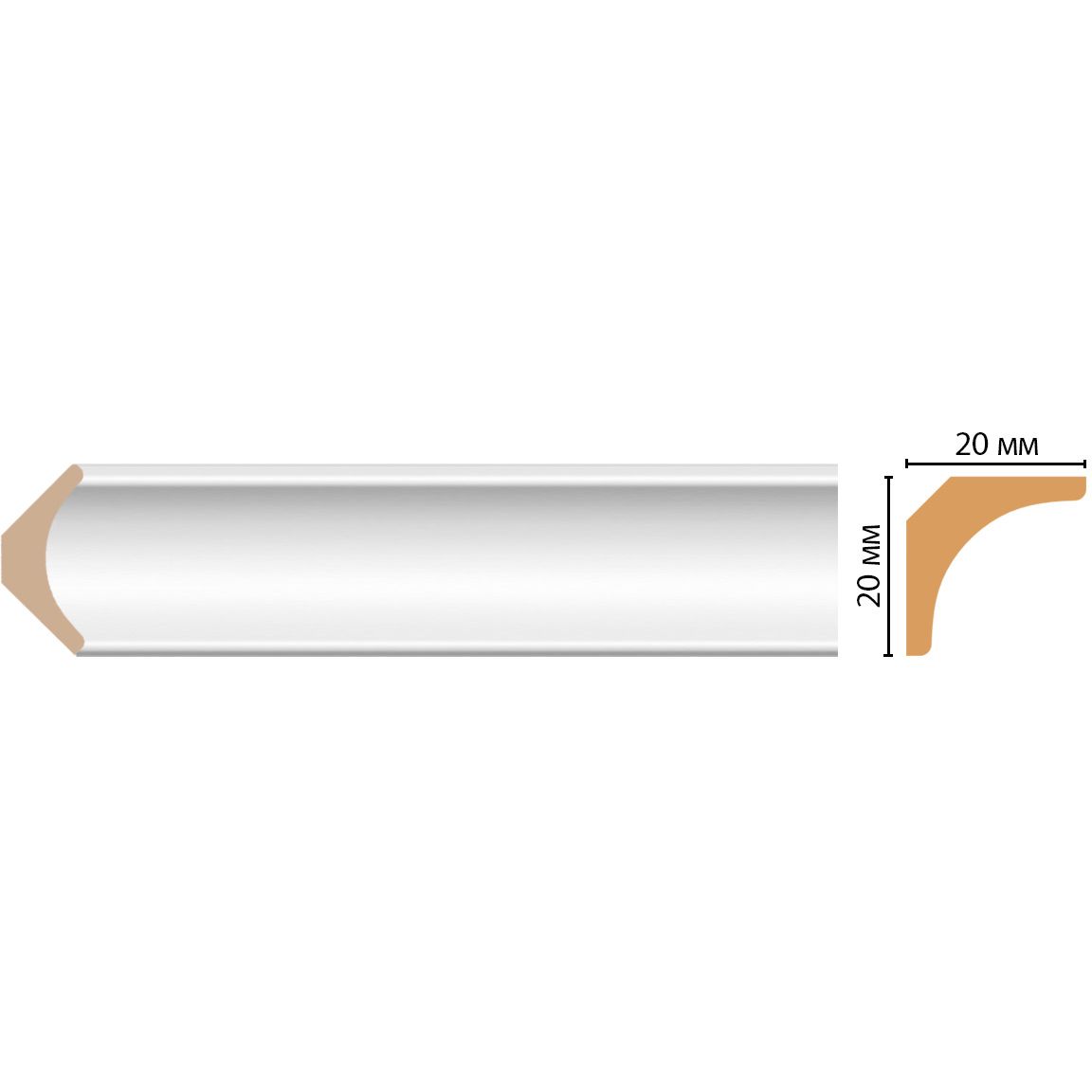 Плинтус потолочный Decomaster (Декомастер) 20х20х2400 мм D133-114