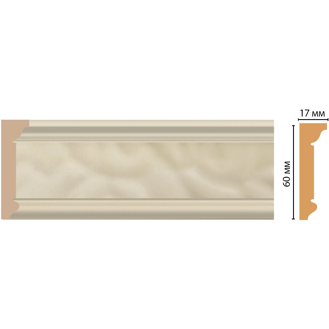 Плинтус потолочный Decomaster (Декомастер) 60х17х2400 мм D216-61