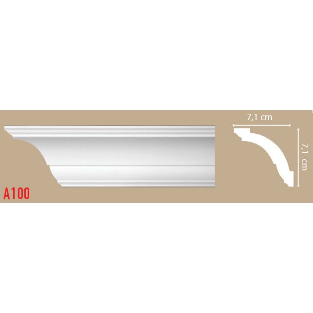 Плинтус потолочный гладкий Decomaster (Декомастер) 71х71х2000 мм A100