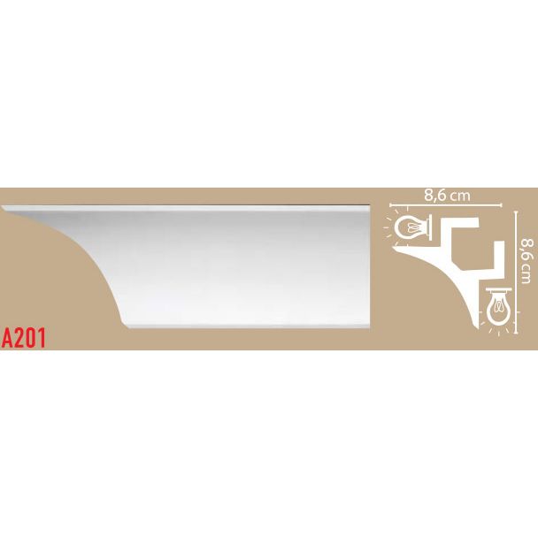 Плинтус потолочный гладкий Decomaster (Декомастер) 86х86х2000 мм A201