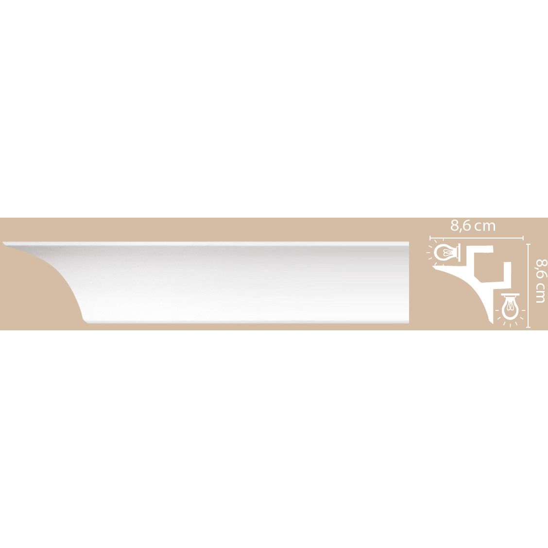 Плинтус потолочный гладкий Decomaster (Декомастер) 86х86х2000 мм A201