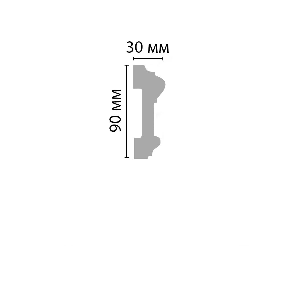 Молдинг гладкий Decomaster (Декомастер) гибкий 90х30х2400 мм 97901F