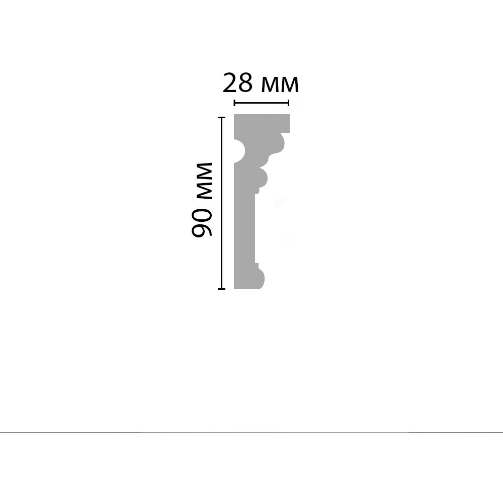 Молдинг гладкий Decomaster (Декомастер) гибкий 90х28х2400 мм DP-9012F