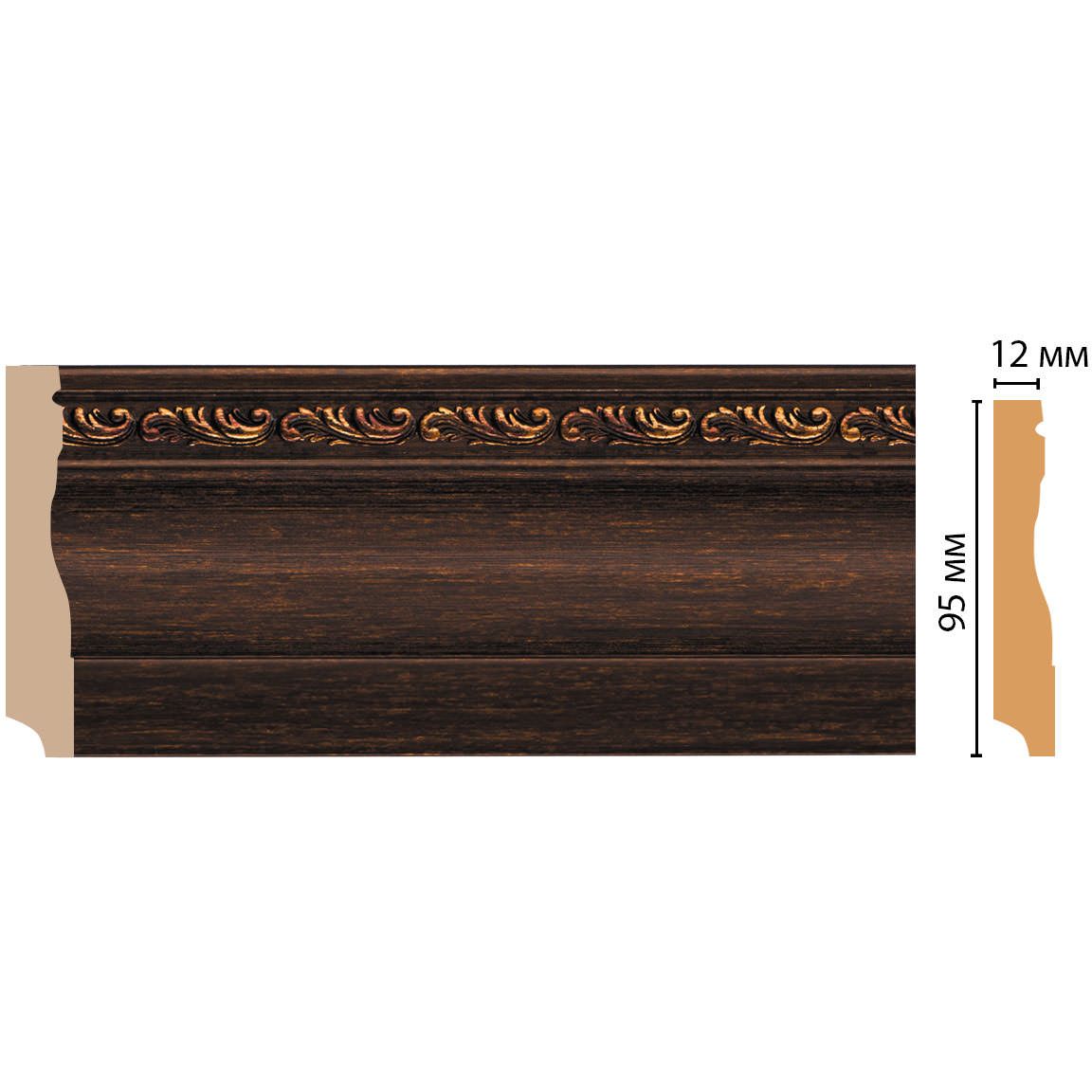 Плинтус напольный Decomaster (Декомастер) 95х12х2400 мм 153-966