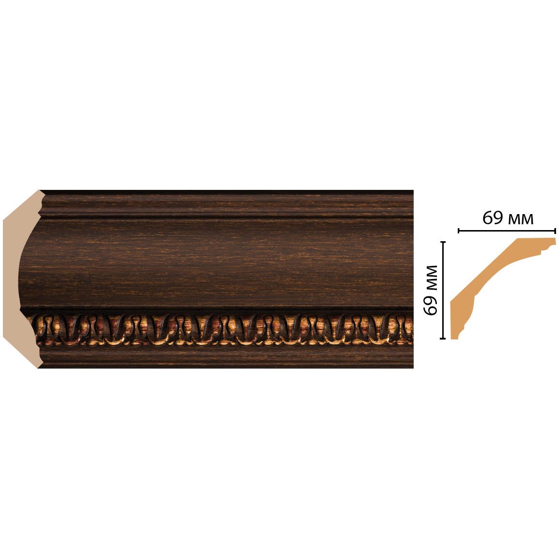 Плинтус потолочный Decomaster (Декомастер) 2M 69х69х2000 мм 100C-966