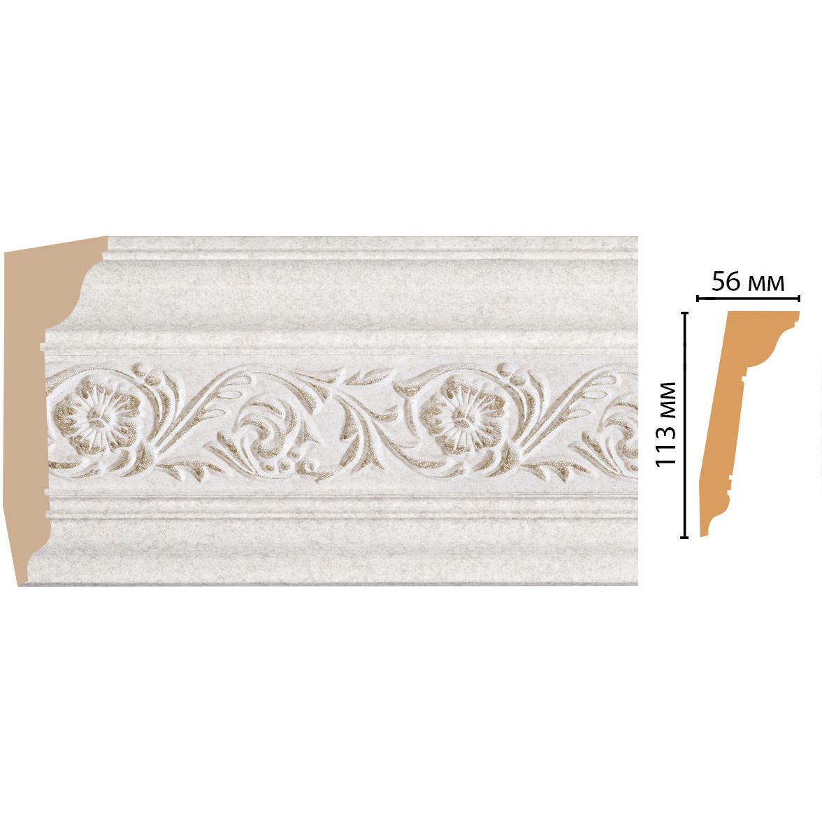 Плинтус потолочный Decomaster (Декомастер) 113х56х2400 мм 129D-19D