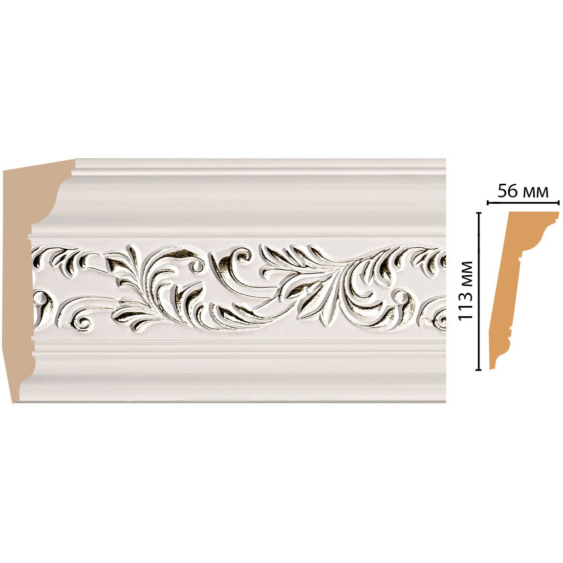 Плинтус потолочный Decomaster (Декомастер) 113х56х2400 мм 129D-60