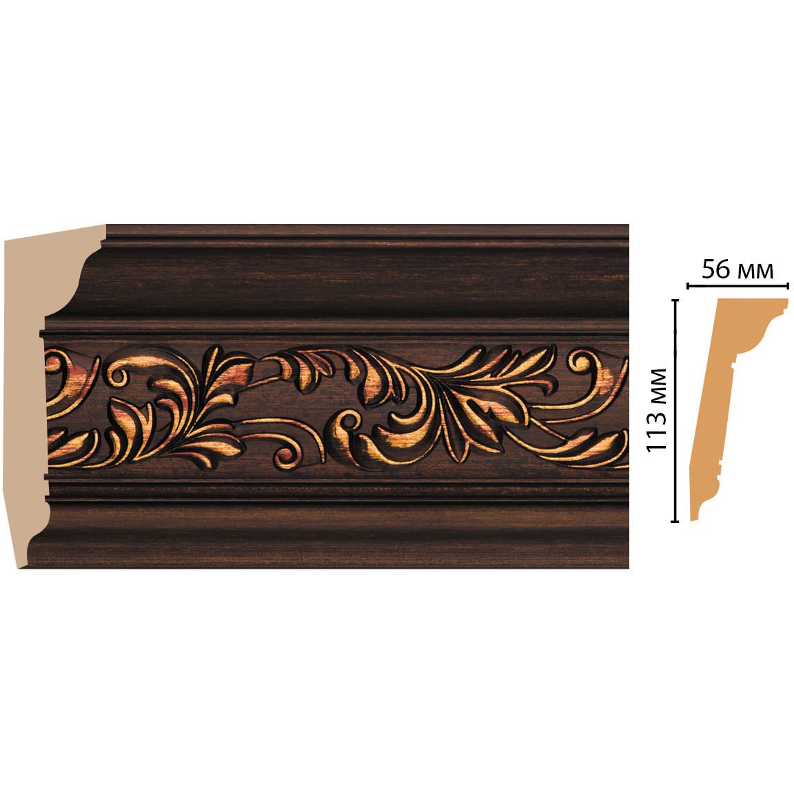 Плинтус потолочный Decomaster (Декомастер) 113х56х2400 мм 129D-966