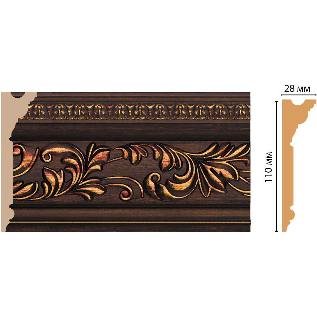 Плинтус потолочный Decomaster (Декомастер) 110х29х2400 мм D225-966