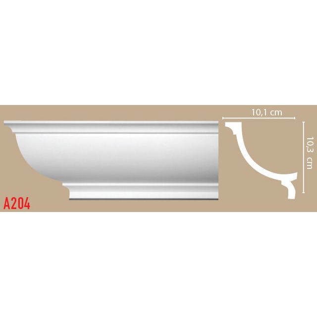 Плинтус потолочный гладкий Decomaster (Декомастер) 103х101х2000 мм A204