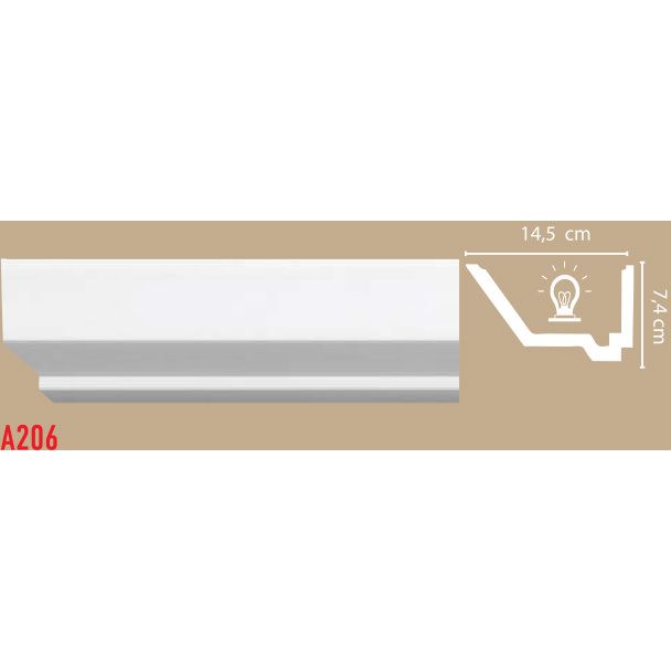 Плинтус потолочный гладкий Decomaster (Декомастер) 74х145х2000 мм A206