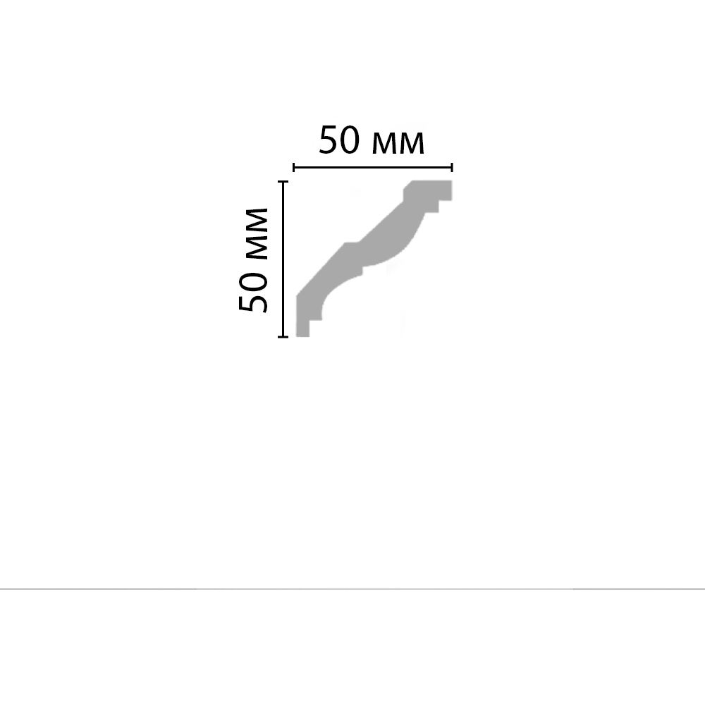 Плинтус потолочный гладкий Decomaster (Декомастер) гибкий 50х50х2400 мм 96117F