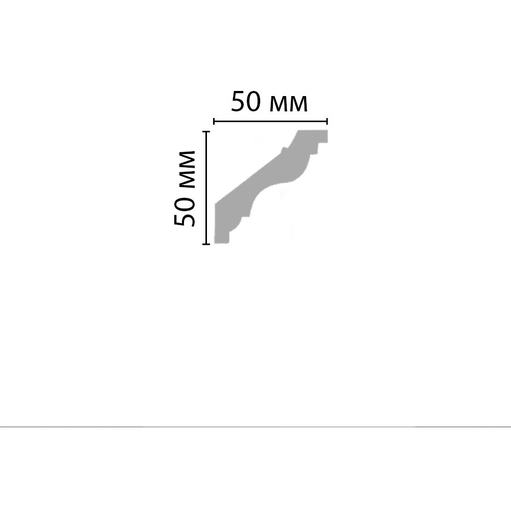 Плинтус потолочный гладкий Decomaster (Декомастер) гибкий 50х50х2400 мм 96118F