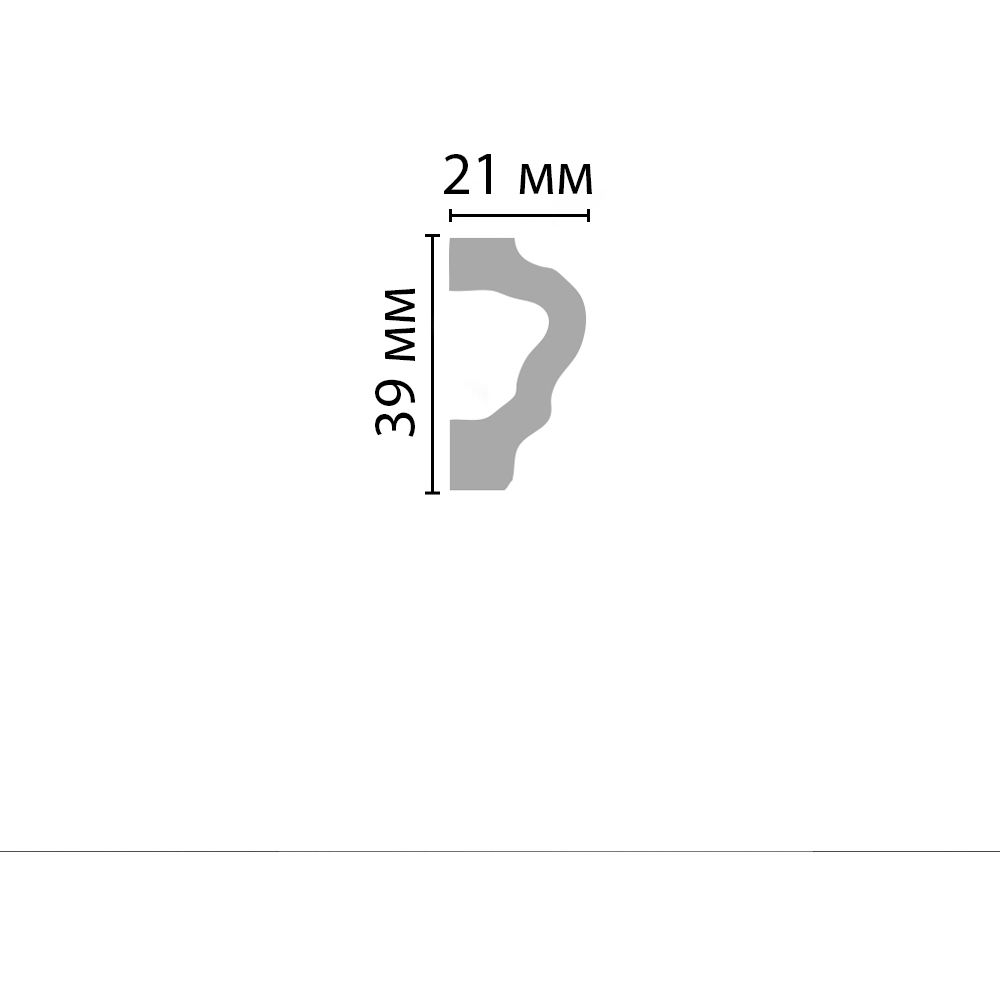 Молдинг гладкий Decomaster (Декомастер) 39х21х2000 мм A020