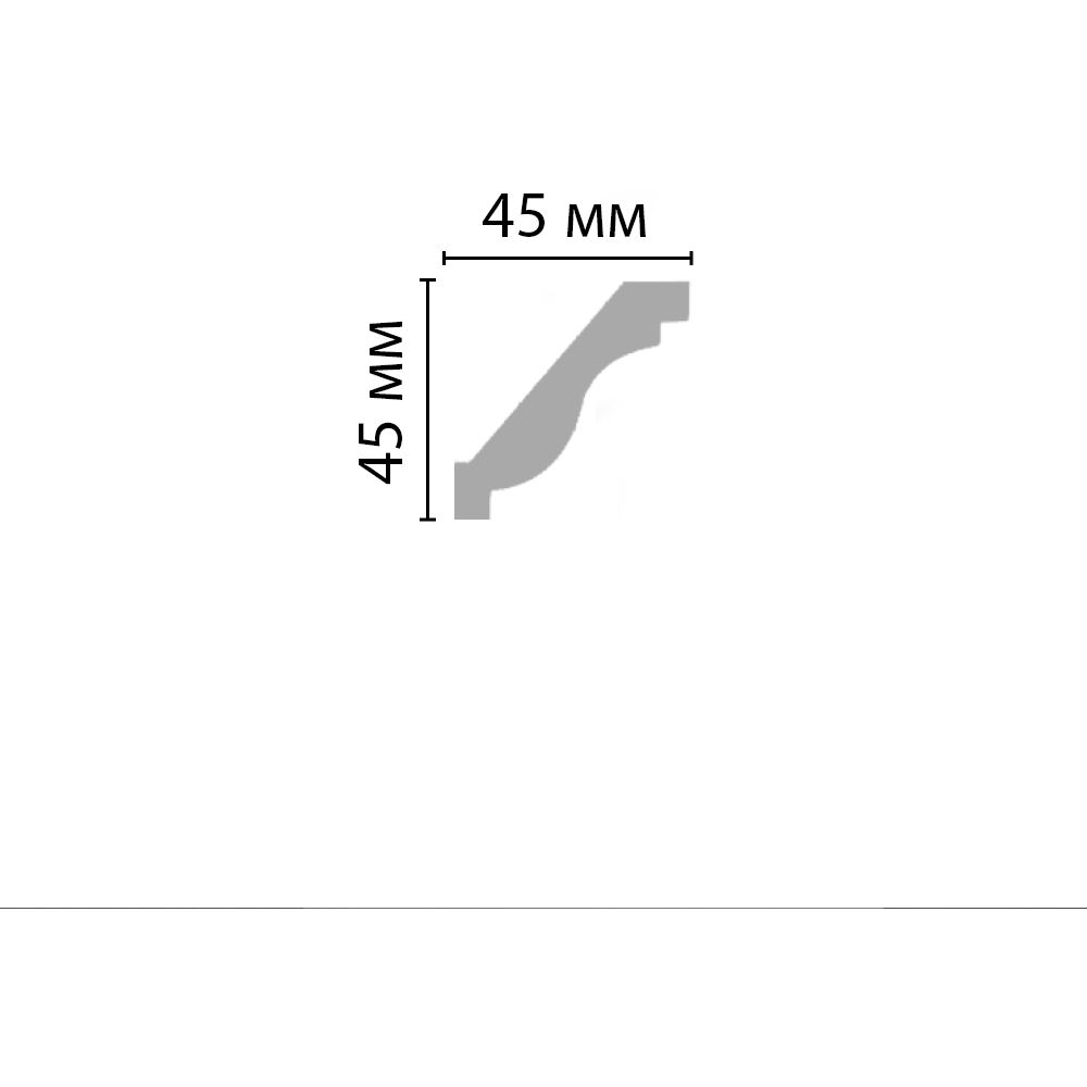 Плинтус потолочный гладкий Decomaster (Декомастер) 45х45х2400 мм 96612
