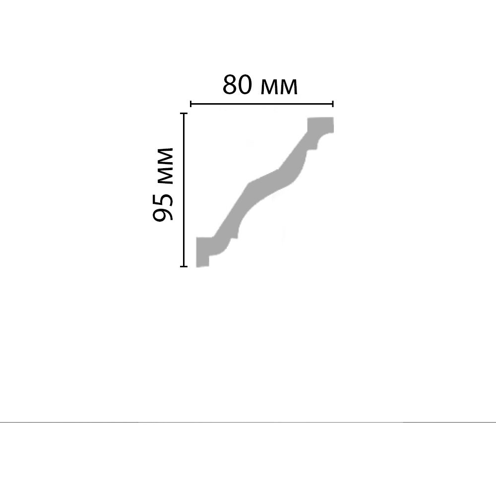 Плинтус потолочный гладкий Decomaster (Декомастер) гибкий 95х80х2400 мм 96625F