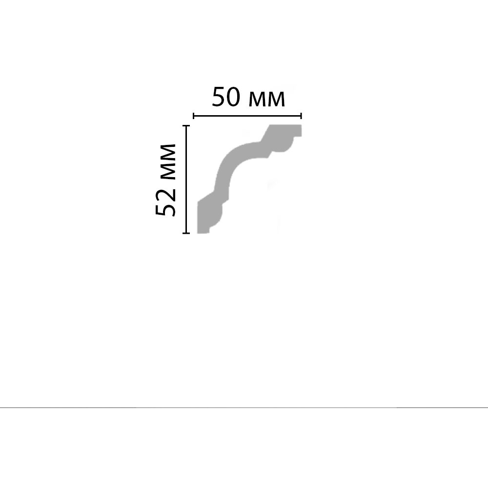 Плинтус потолочный гладкий Decomaster (Декомастер) 52х50х2400 мм 96628