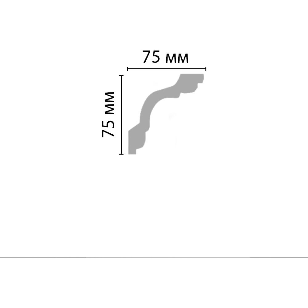 Плинтус потолочный гладкий Decomaster (Декомастер) гибкий 75х75х2400 мм 96630F