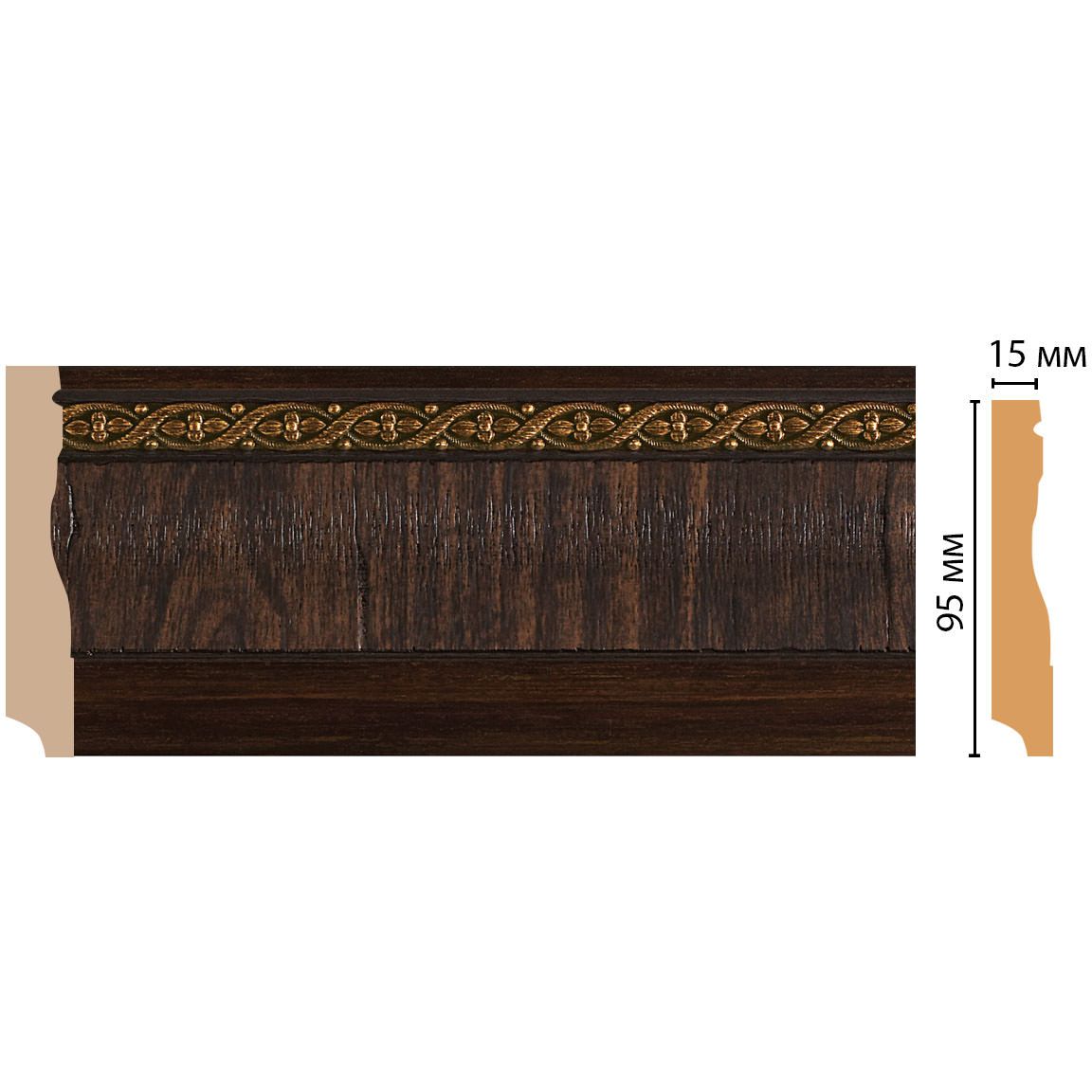 Плинтус напольный Decomaster (Декомастер) 95х12х2400 мм 153-1 ДМ