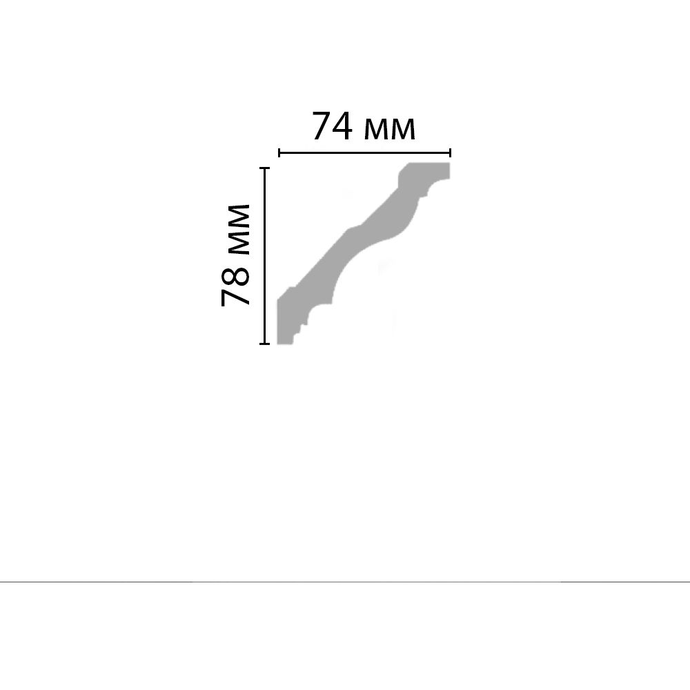 Плинтус потолочный гладкий Decomaster (Декомастер) 78х74х2400 мм 96684