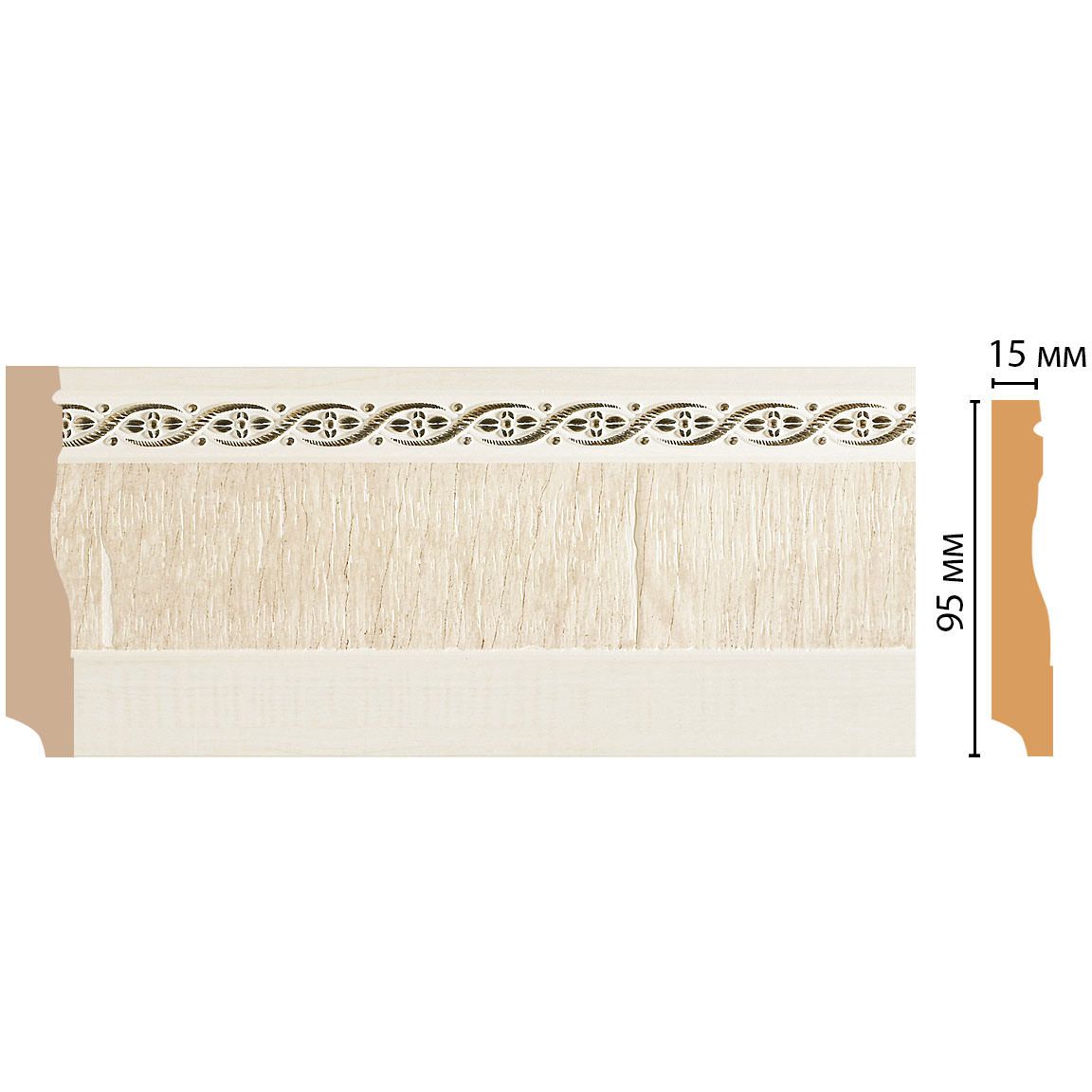 Плинтус напольный Decomaster (Декомастер) 95х12х2400 мм 153-6 ДМ