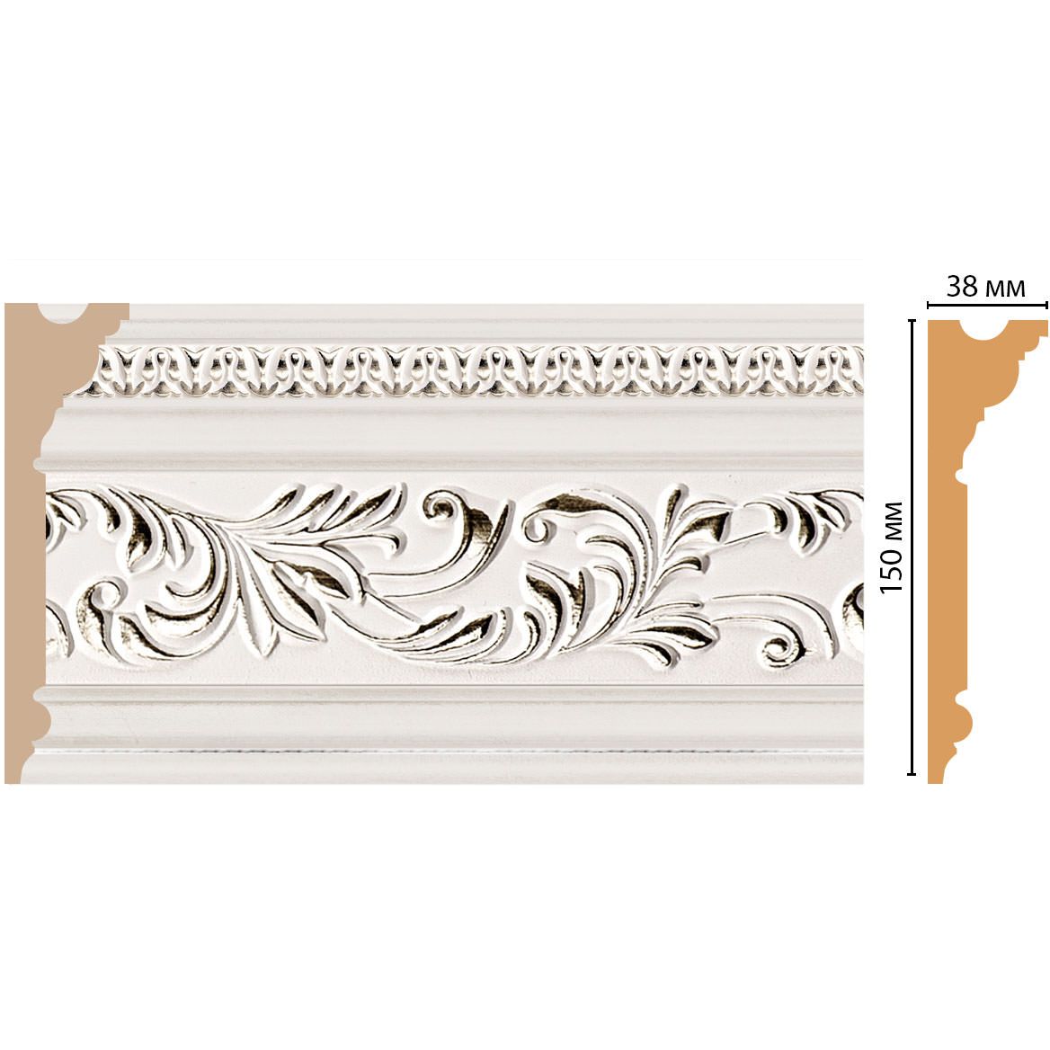 Плинтус потолочный Decomaster (Декомастер) 150х38х2400 мм D214-60ДМ