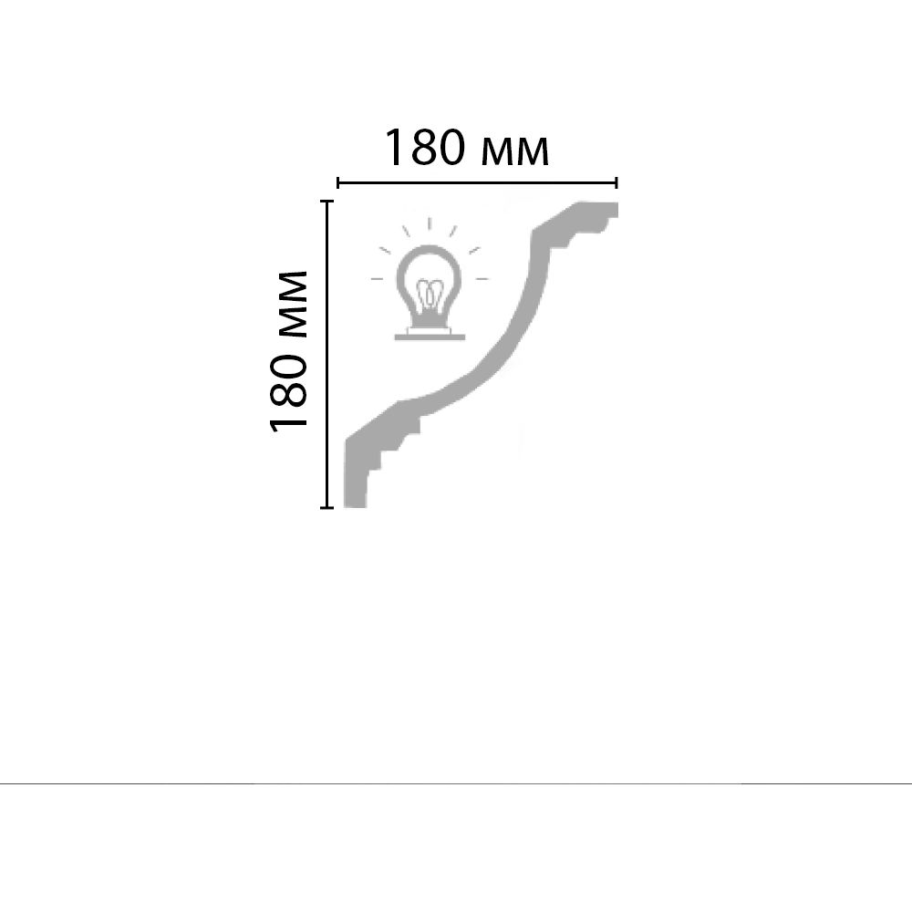 Плинтус потолочный гладкий Decomaster (Декомастер) 180х180х2400 мм 96695