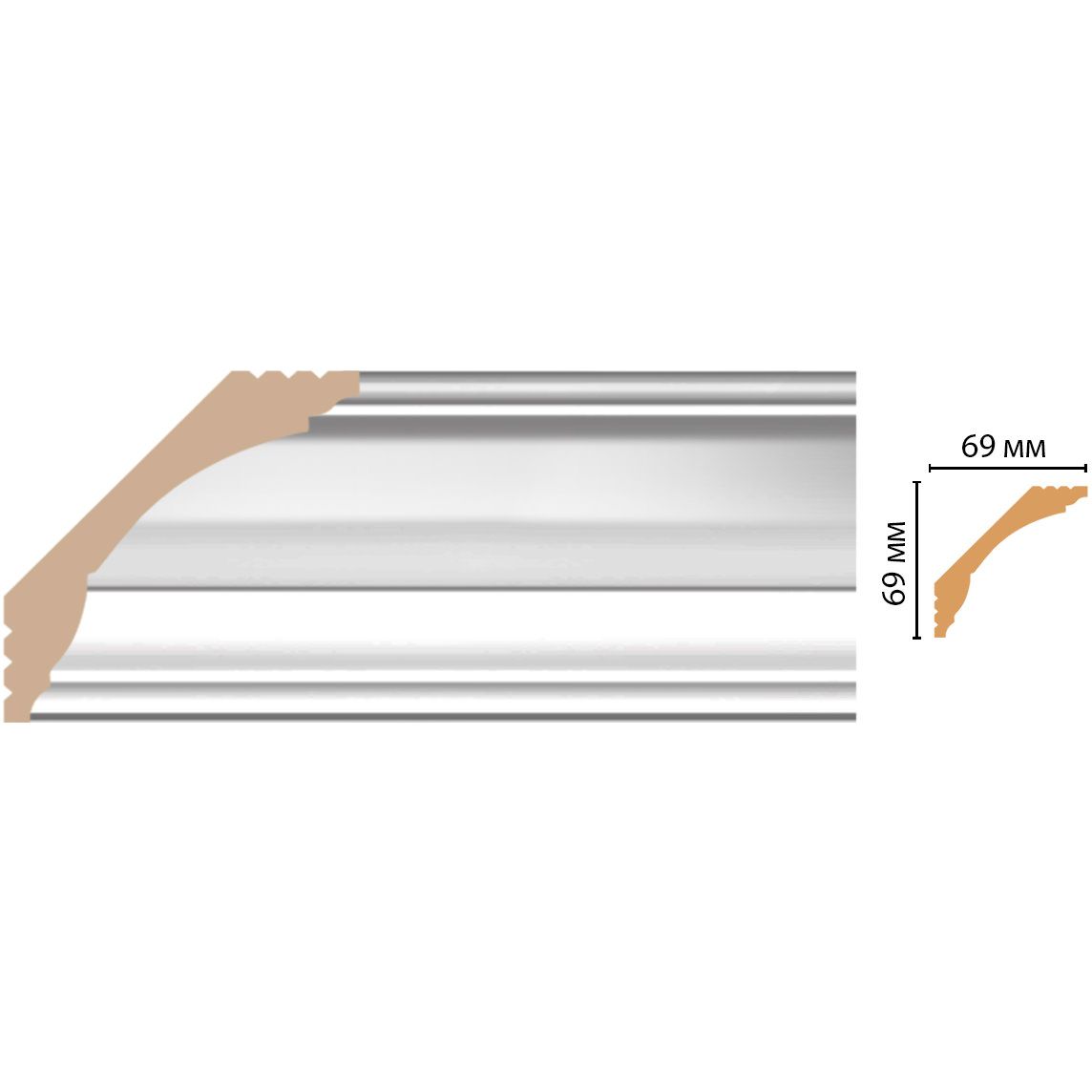 Плинтус потолочный Decomaster (Декомастер) 69х69х2400 мм D100-114ДМ
