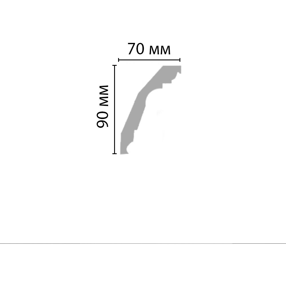 Плинтус потолочный гладкий Decomaster (Декомастер) 90х70х2400 мм 96804