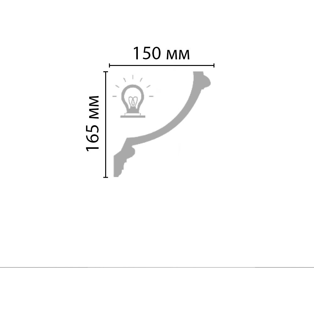 Плинтус потолочный гладкий Decomaster (Декомастер) 165х150х2400 мм 96900