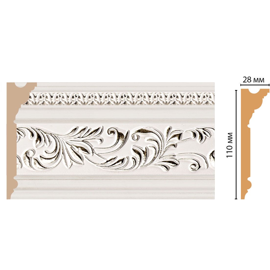 Плинтус потолочный Decomaster (Декомастер) 110х28х2400 мм D225-60ДМ