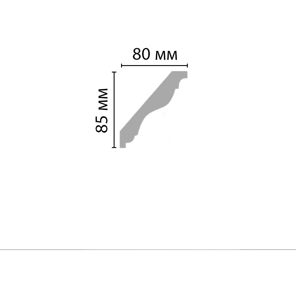 Плинтус потолочный гладкий Decomaster (Декомастер) 85х80х2400 мм DP-357