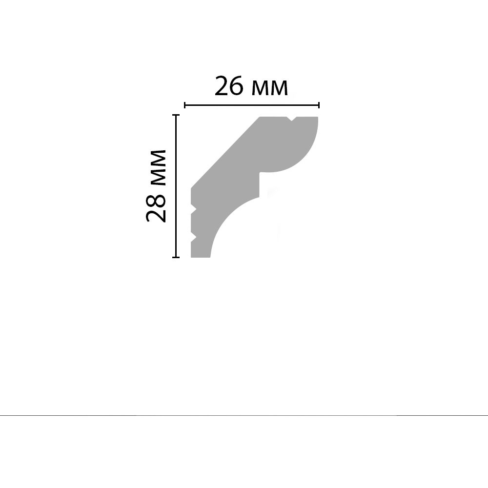 Плинтус потолочный гладкий Decomaster (Декомастер) 28х26х2000 мм D008ДМ