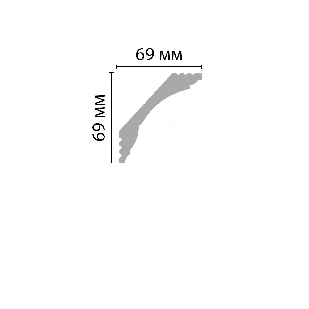 Плинтус потолочный гладкий Decomaster (Декомастер) 69х69х2000 мм D100ДМ
