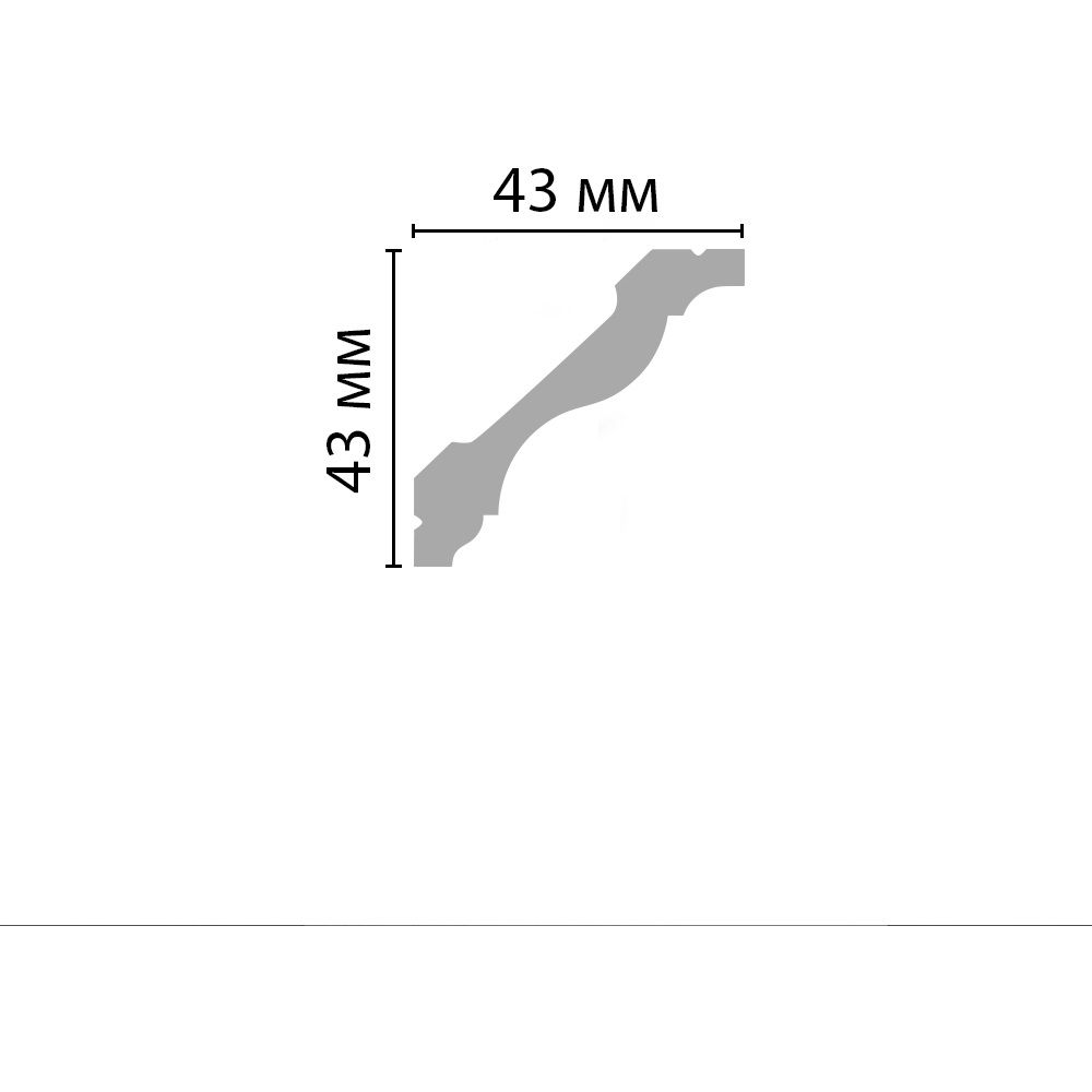 Плинтус потолочный гладкий Decomaster (Декомастер) 43х43х2000 мм D110ДМ