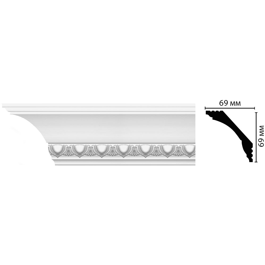 Плинтус потолочный с рисунком Decomaster (Декомастер) 69х69х2000 мм D100AДМ