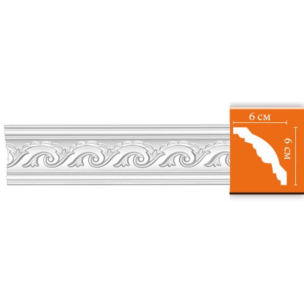 Плинтус потолочный с рисунком Decomaster (Декомастер) гибкий 60х60х2400 мм 95610F