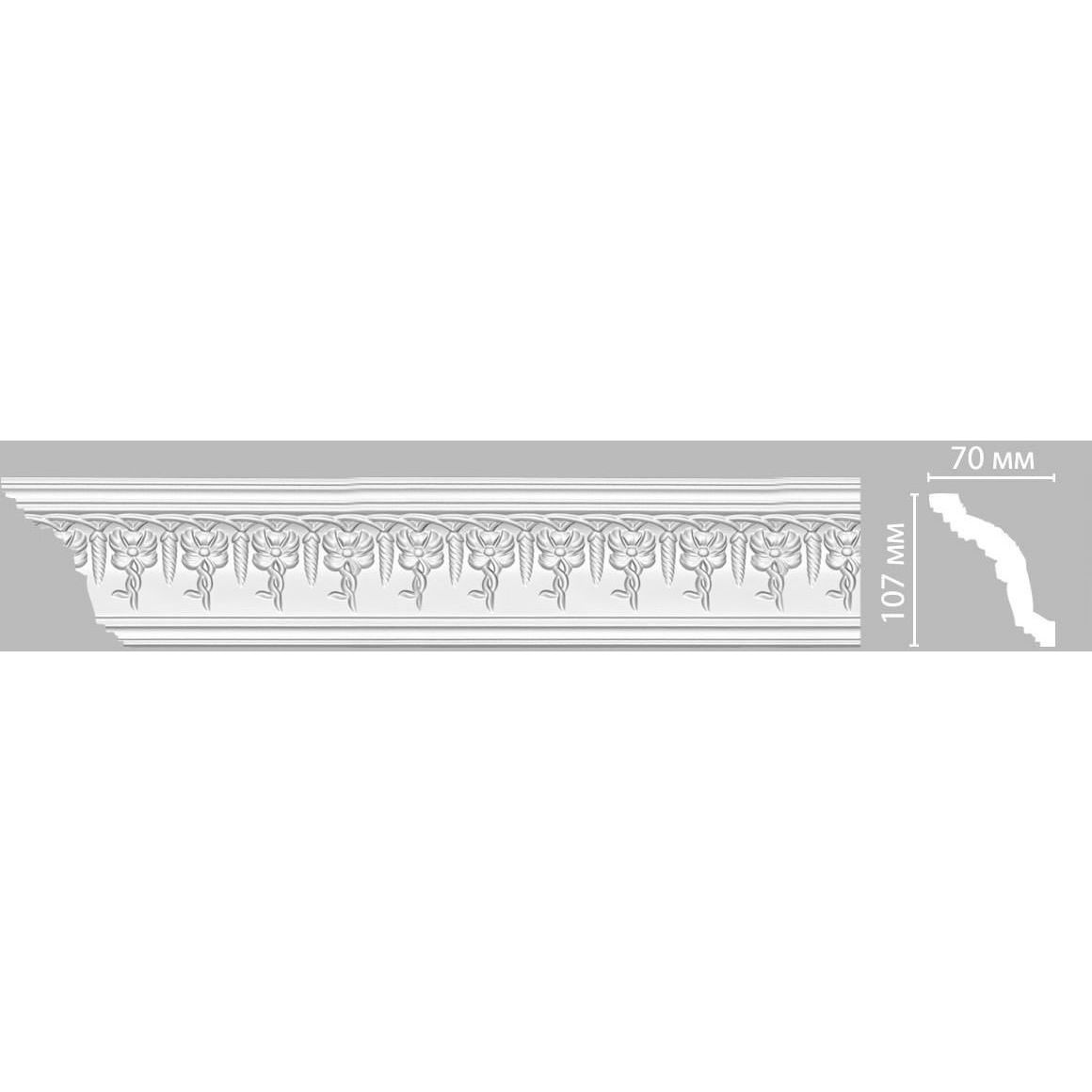 Плинтус потолочный с рисунком Decomaster (Декомастер) 107х70х2400 мм 95696