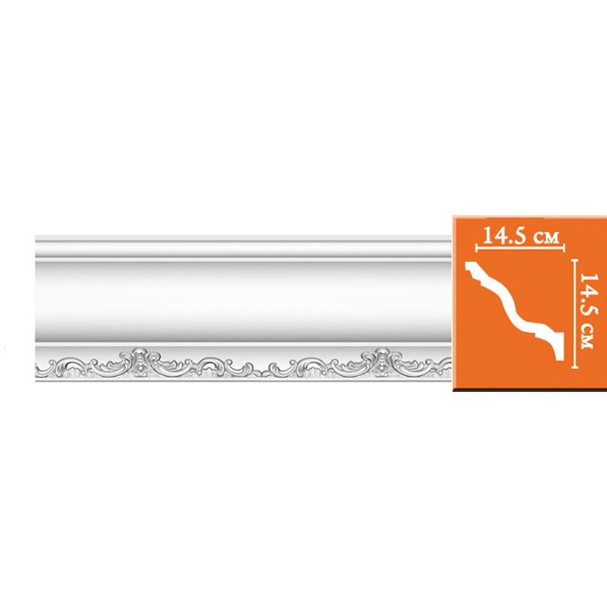 Плинтус потолочный с рисунком Decomaster (Декомастер) 145х145х2400 мм 95697