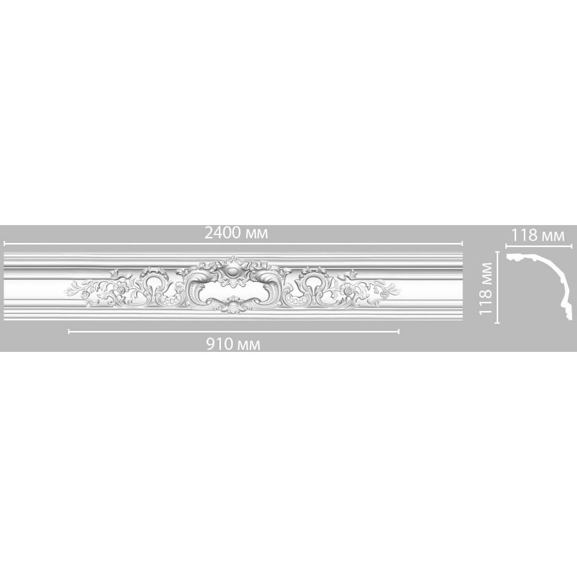 Плинтус потолочный с рисунком Decomaster (Декомастер) 118х118х2400 мм DP-51