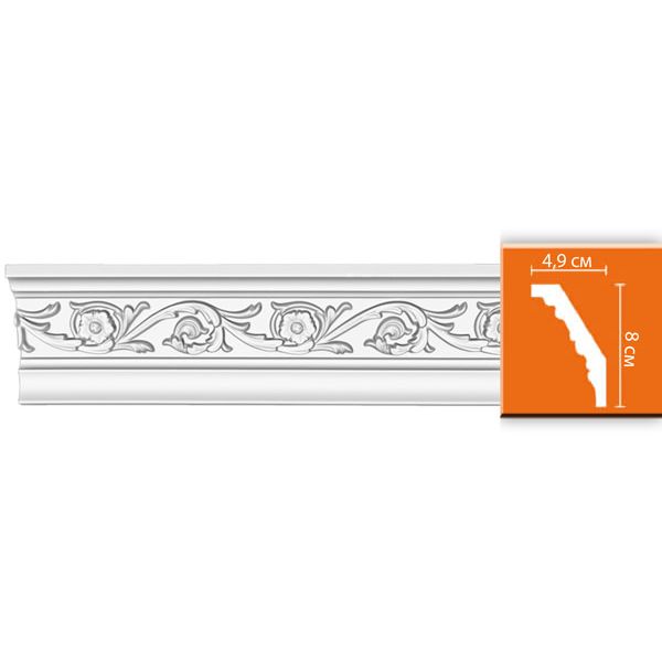 Плинтус потолочный с рисунком Decomaster (Декомастер) гибкий 80х49х2400 мм DT-14F