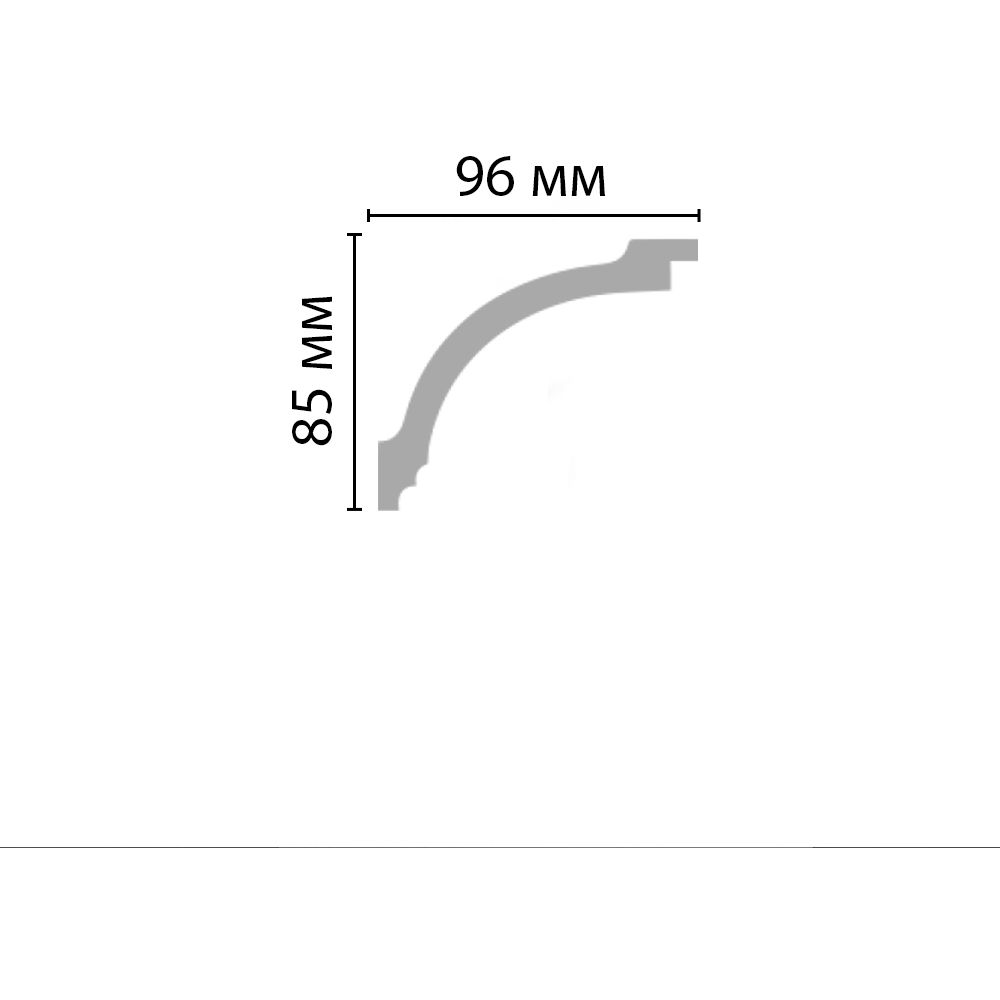 Плинтус потолочный гладкий Decomaster (Декомастер) 85х96х2400 мм 96262