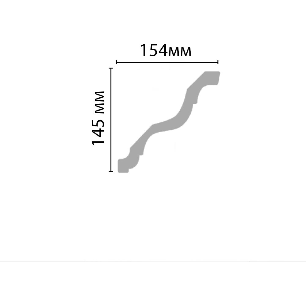 Плинтус потолочный гладкий Decomaster (Декомастер) 145х154х2400 мм 96269