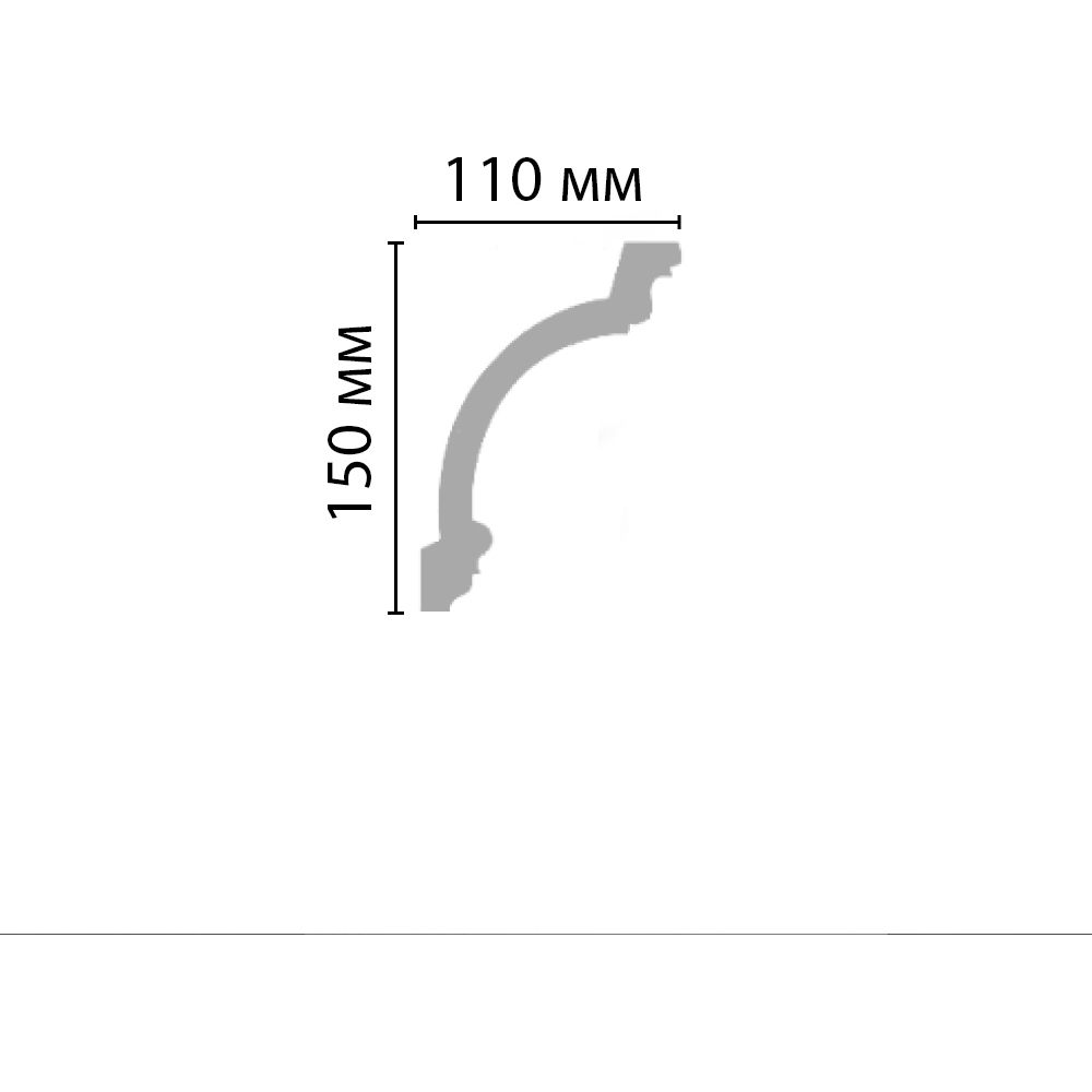 Плинтус потолочный гладкий Decomaster (Декомастер) 150х110х2400 мм DP-217A