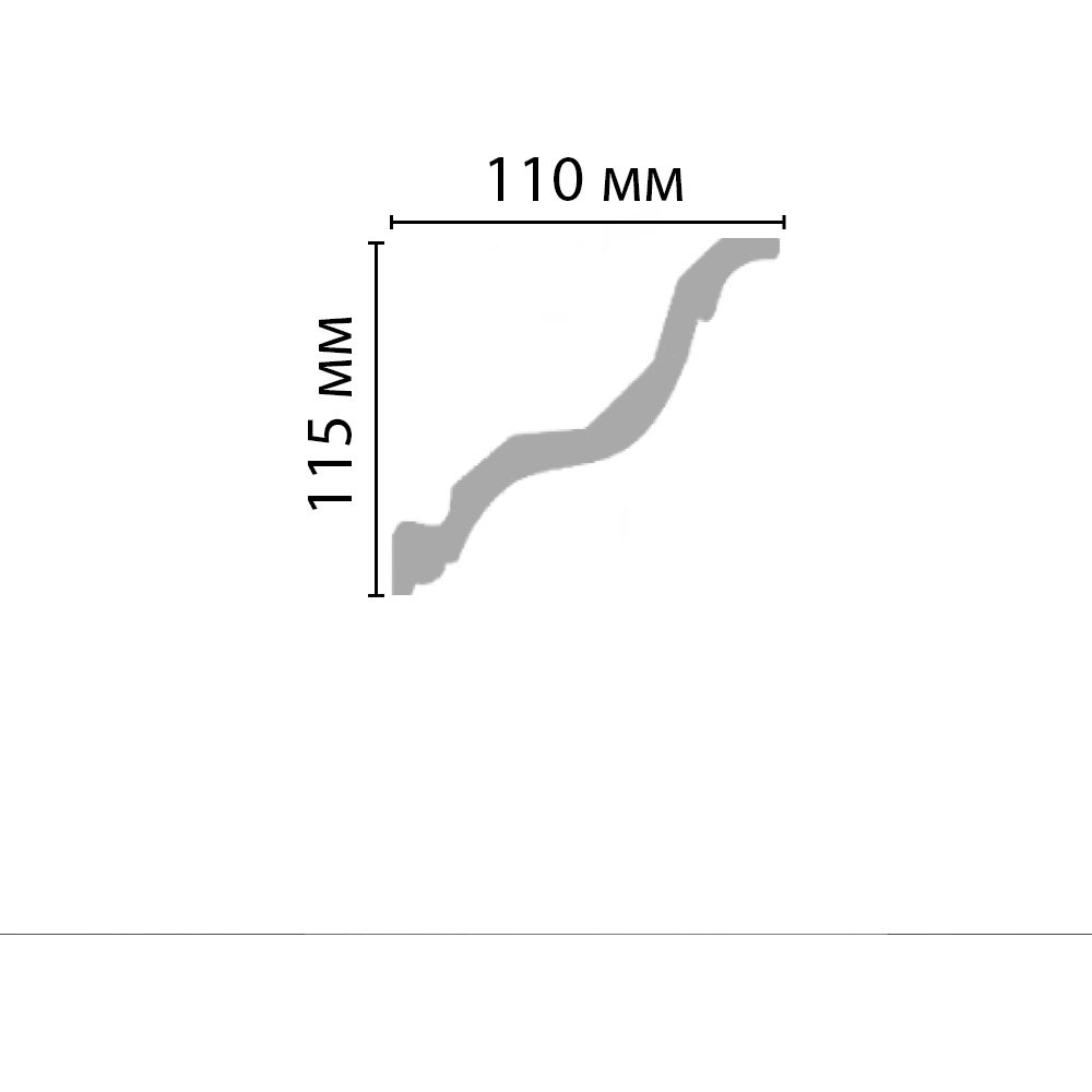 Плинтус потолочный гладкий Decomaster (Декомастер) 115х110х2400 мм DP-356A